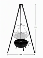 Gril BBQ pliable moderne sur trépied, hauteur réglable, en fer durable, grande surface de cuisson, avec foyer rotatif pour fêtes