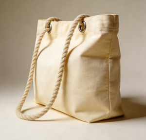 Bolsa de Playa Grande de Lona a Rayas con Logotipo Bordado Personalizado, Bolsa de Compras con Asa de Cuerda - Product Image 3