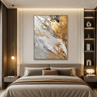 Peinture abstraite moderne sur toile de grande taille sur mesure, peinte à la main, avec des détails texturés en feuille d'or, art mural en acrylique, décoration intérieure pour salon