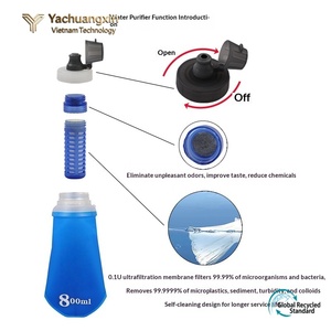 Foldable Silicone Water Bottle 800ml Blue for Outdoor <b>Camping</b> <b>Hiking</b> - Product Image 3