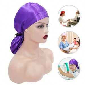 Scrub <b>Women</b> Nursing Surgical <b>Cap</b> Animals With Buttons Adjustable Breathable Turban Sweatband Tie Back Hat Promotion Gift - Product Image 3