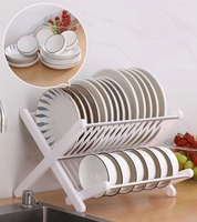 Porte-vaisselle de comptoir direct d'usine support de bol de vidange pliable à double niveau sans installation pour le stockage de la cuisine domestique