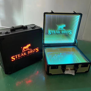 定制餐厅酒店酒吧牛排餐厅金镜牛肉手提箱肉托架盒发光二极管牛排公文包美化展示盒 - Product Image 6