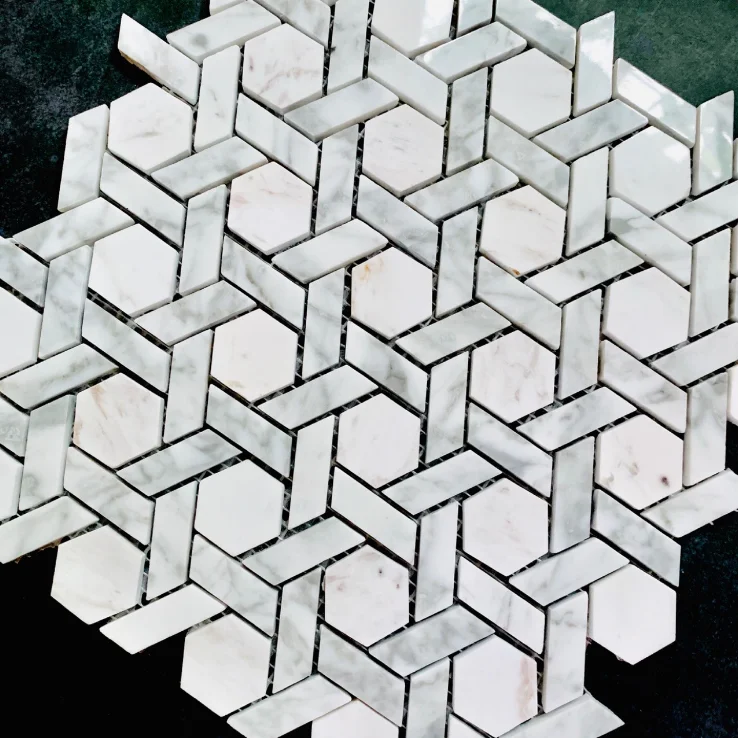  flower waterjet marble mosaic tiles