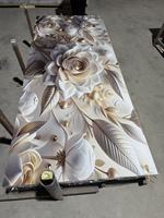 Panneau mural en PVC imprimé en 3D avec motif personnalisé, feuille UV haute brillance avec design floral 3D, imperméable pour mur décoratif