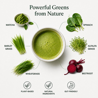 Légumes verts + Matcha pour les journées bien remplies |   Poudre de Super Greens avec Matcha, épinards, herbe d'orge et betterave |   Nutrition quotidienne simplifiée
