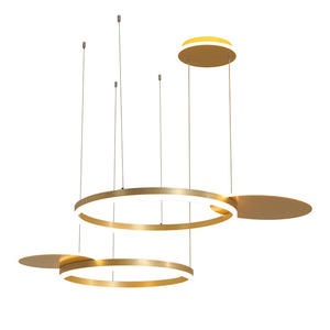 Lámpara de araña con diseño circular, anillo para sala de estar y dormitorio, luz colgante Led dorada moderna - Product Image 6
