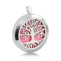 Collier diffuseur d'huiles essentielles, pendentif en alliage d'acier inoxydable Arbre de Vie