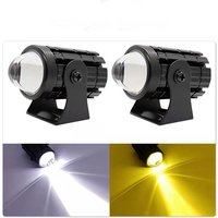 Mini phare de moto Led universel phare double couleur blanc ambre projecteur de moto Led conduite antibrouillard lampe de travail