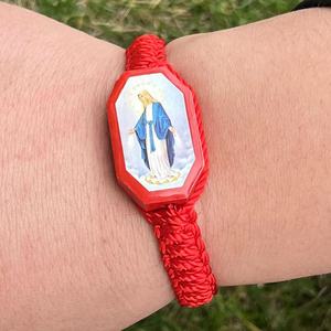 Bracelets religieux colorés faits à la main comme cadeaux et prières Saint Judas et vierge <span class=keywords><strong>Maria</strong></span> lecture vieux hommes jésus tissé à la main - Product Image 4