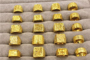 Anillo de latón vietnamita para hombre, moneda de euro de estilo arena chapada en oro, anillo de Mantra en vivo dominante de seis caracteres - Product Image 3