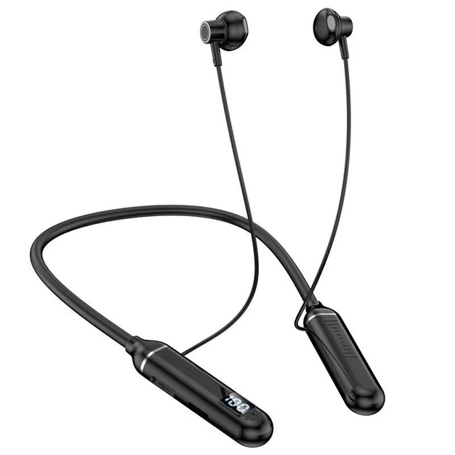 Sports Neckband Headphones Bluetooth Earphones Gaming LED Battery Display Wireless Mic Stereo HIFI TWS Headset Support TF Cards