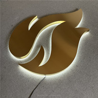 Enseigne personnalisée en acrylique avec lettres de canal Enseigne lumineuse à led pour salon d'affaires logo 3d en or Lettres rétroéclairées par LED Enseigne lumineuse à LED