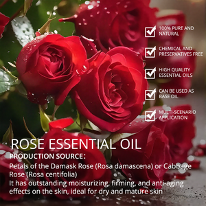 Huile essentielle de rose, huile essentielle de rose, extrait d'huile de rose, huile naturelle hydratante pour le soin de la peau, massage corporel - Product Image 2