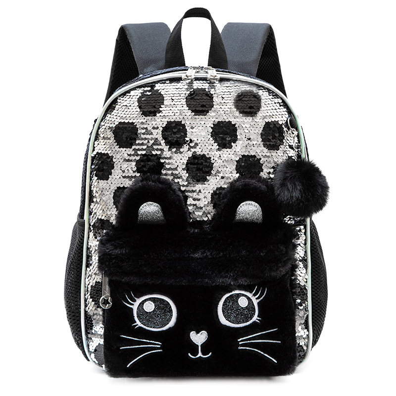 Jasminestar Wholesale 13 Inch Sequin Black Cat School Bag display picture 3