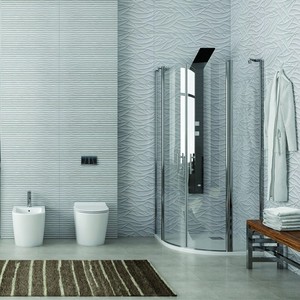 Kamalu KPX2000 moderna cabina doccia semicircolare senza cornice 90x90 con porte a battente per bagno o Hotel - Product Image 1