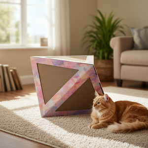 Rascador Triangular para Gatos, Plegable, Diseño Geométrico Moderno, Diversión Interior para Felinos, Cartón, Un Nivel - Product Image 2