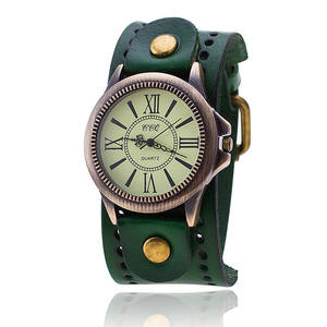 Reloj de Cuero Estilo Punk Vintage, Analógico de Cuarzo, Unisex, Correa de 25.5 cm, Luminoso, Caja de Aleación de 12 mm de Grosor, Cristal Revestido, Cierre Oculto - Product Image 4