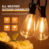 Guirlande lumineuse solaire d'extérieur LED ST38 Edison Bulb Smart IP44 en plastique décorative pour jardin, Noël, camping, patio