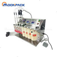 Machine de remplissage de sachets à bec verseur Moonpack à 4 buses pour lait, jus, eau et liquides purs, avec pompe à engrenages en acier inoxydable