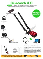 Carte Réseau Sans Fil WIFI PCI-E 1200 Mbps pour Ordinateur de Bureau 802.11AC Double Bande 2.4G 5G 2-en-1 Adaptateur WIFI Bluetooth AC1200 PCI-E PCIe