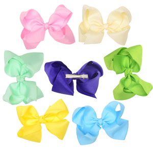 Jepit Rambut Pita Bergaris 4 Inci Warna Solid Model Duckbill Grosir untuk Aksesoris Sehari-hari Anak Perempuan - Product Image 1