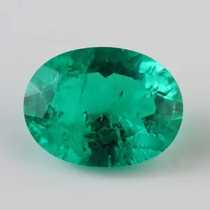 Factory direct price Lab grown (synthetic) Oval shape emerald Hydrothermal green emerald for jewelry making
