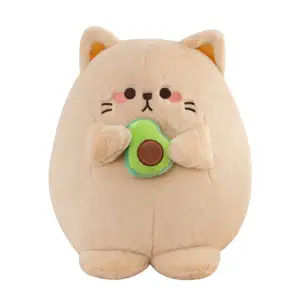 Kawaii Cute Stuffed Cat Plushies with Avocado Soft Toy Cute Cat Stuffed Animal Toys Super Soft Lovers Children's Bed Decor