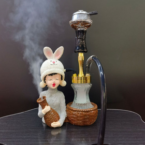 Cachimba Árabe con Forma de Conejo, Linda Chica con Suéter, Artesanía de Resina, con Luz LED - Product Image 6