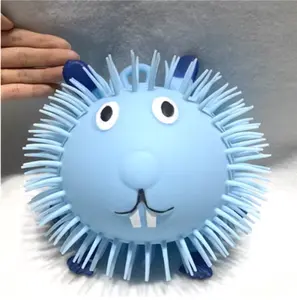 厂家定制7英寸发光大橡胶发光玩具巨型河豚充气毛球