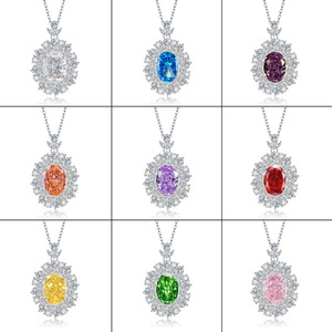 จี้เพชรคิวบิกเซอร์โคเนียทรงรีขนาด 10*14 มม. สีสันสดใส ประดับบนตัวเรือนทองแดง ดีไซน์หรูหรา พร้อมเพชรคาร์บอนสูง - Product Image 1