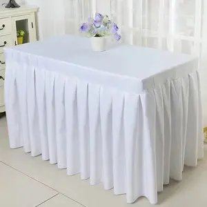 8FT Polyester beyaz masa örtüsü etek otel resepsiyon toplantı odası masa etek beyaz toptan