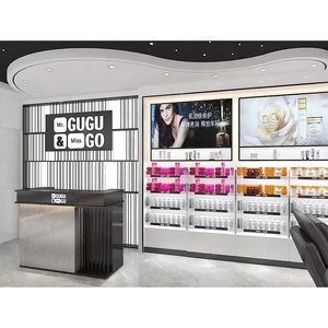 ร้านน้ำหอมรักษ์โลก ตู้โชว์สินค้าแบบตั้งพื้นและติดผนัง พร้อมไฟ LED สีขาวสำหรับแสดงสินค้าความงาม - Product Image 1