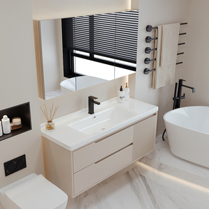 빛과 대야와 스마트 거울 캐비닛과 현대 캐비닛 세트 욕실 허영심 - Product Image 2