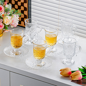 Taza de té de vidrio con asa de 101-200 ml para el té de la tarde, diseño redondo de color sólido - Product Image 2