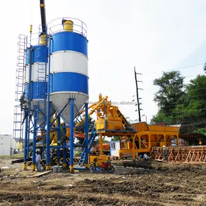 75m3 Small Portable Concrete Cement Mixing Plant Mobile Batching Plant With Cement Silos