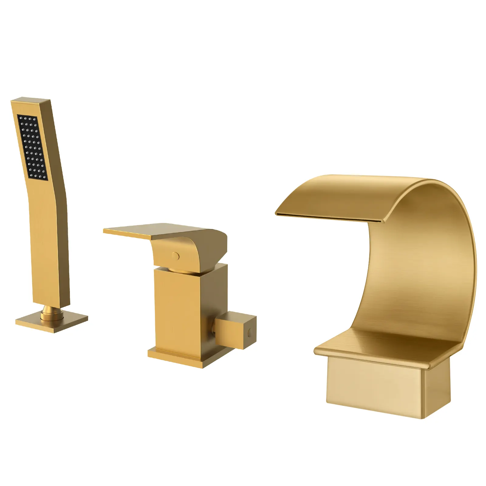 Luxury Brass Bathroom Taps Mixer Widespread Bathroom Basin Faucets Spout Brushed Gold Bathtub Faucets