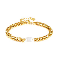 Bracelet tendance en perles d'eau douce naturelles, chaîne en acier inoxydable, fait à la main, bijoux de haute qualité