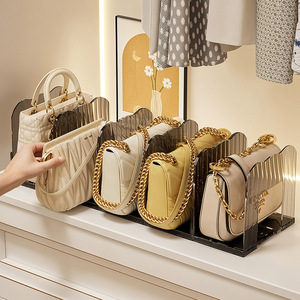 Transparent Handbag <b>Storage</b> Rack Rectangular <b>Stackable</b> With Compartments <b>Wardrobe</b> Organizer Closet Divider Standing Type - Product Image 1