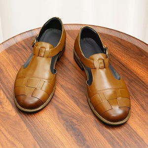 Sliders for <b>Men</b>, Genuine Leather, Retro Style, Fashionable, Summer Breathable Cowhide Sandals,arabic slippers for <b>Men</b>,eva <b>Clogs</b> - Product Image 2