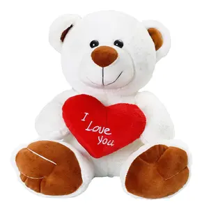 Fabricante al por mayor encantador lindo oso de peluche con corazón romántico juguetes de peluche Día de San Valentín oso de peluche de juguete