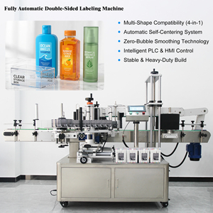 Machine d'étiquetage automatique double face pour bouteilles plates carrées |   Étiqueteuse adhésive haute précision pour shampoing, compatible avec plusieurs formes - Product Image 2