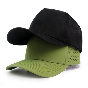 Casquette de golf imperméable Hydro pour <span class=keywords><strong>homme</strong></span>, performance respirante, blanche, en maille découpée au laser, logo brodé, 5 panneaux, visière incurvée, snapback - Product Image 6
