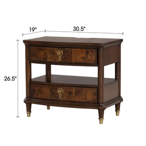 Contemporary Style 1pc Apartment Nightstand Power Outlet <b>Key</b> Knobs Gold <b>Capped</b> Legs Ball Bearing Glide Dark Cherry Finish - Product Image 2