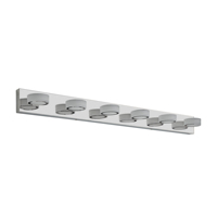 Luminaire LED moderne pour miroir de salle de bain, 52 pouces, finition chromée, acier inoxydable, 7 lumières, non dimmable, montage mural, 6000K