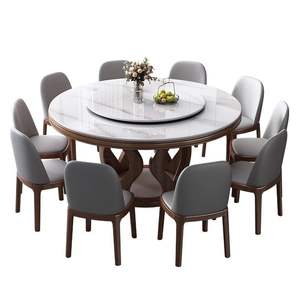 Lastra di roccia tavolo da pranzo in legno massello tavolo rotondo moderno minimalista piccolo appartamento giradischi casa tavolo da pranzo - Product Image 6