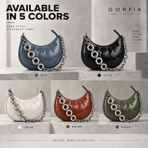 Women Crescent Crossbody <b>Bag</b> Glossy Crinkle PU Leather Zipper Purse <b>Silver</b> Chain Strap <b>Small</b> Fashion Shoulder <b>Bag</b> OEM ODM - Product Image 6