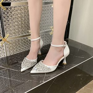 Chaussures à talons aiguilles avec strass, sandales élégantes pour femmes, faites à la main, sur mesure, grande taille 41, talons de mariage - Product Image 2