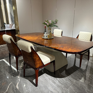 Ensemble de table à manger moderne en bois massif de luxe avec six chaises en cuir, personnalisable avec le logo <span class=keywords><strong>B</strong></span> - Product Image 3