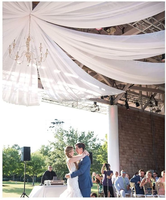 Panneaux de plafond en tulle de mousseline blanche personnalisés, draperies de mariage, rideaux de fond pour cérémonie et réception
